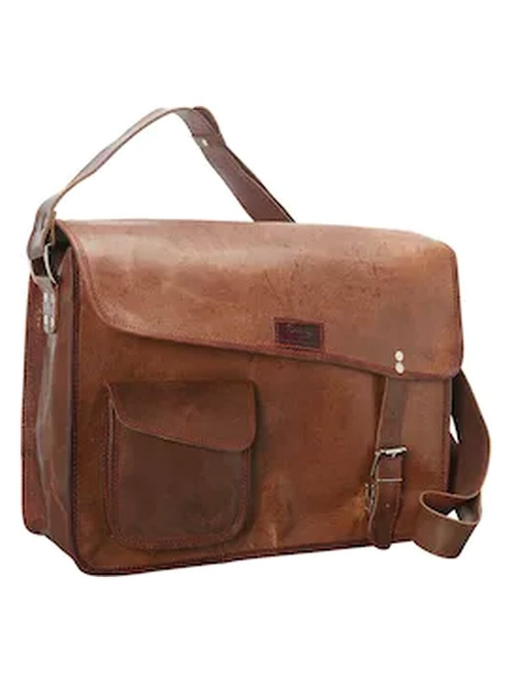 SHARO Leather Messenger Bag 15" Laptop Briefcase Crossbody Full Grain Brown
